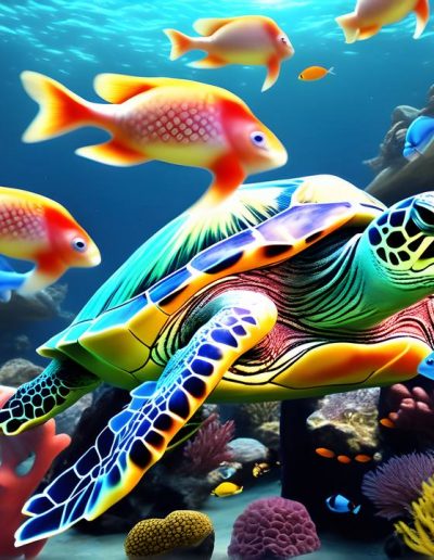 Schildkröten im Meer KI-Illustration