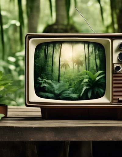 Fernsehen im Dschungel KI-Kunst
